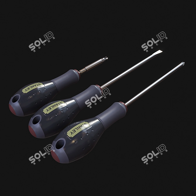 Durable Steel Screwdriver 3D model image 2