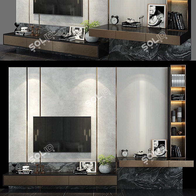 Sleek TV Shelf Set 119 3D model image 1