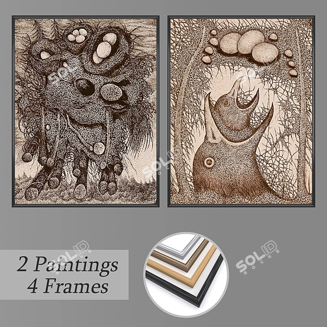 Contemporary Wall Art Set 3D model image 1