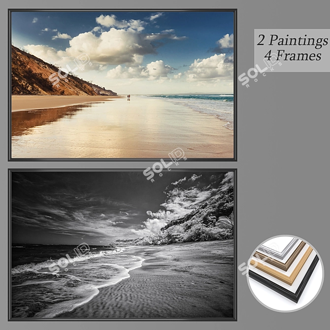 Elegant Wall Art Set with Versatile Frames 3D model image 1