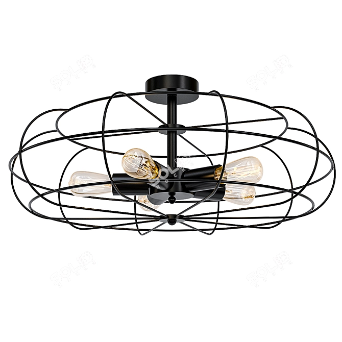 Retro Loft Hanging Lamp 3D model image 1