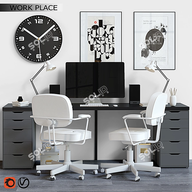 Efficient IKEA Work Place 03 3D model image 1