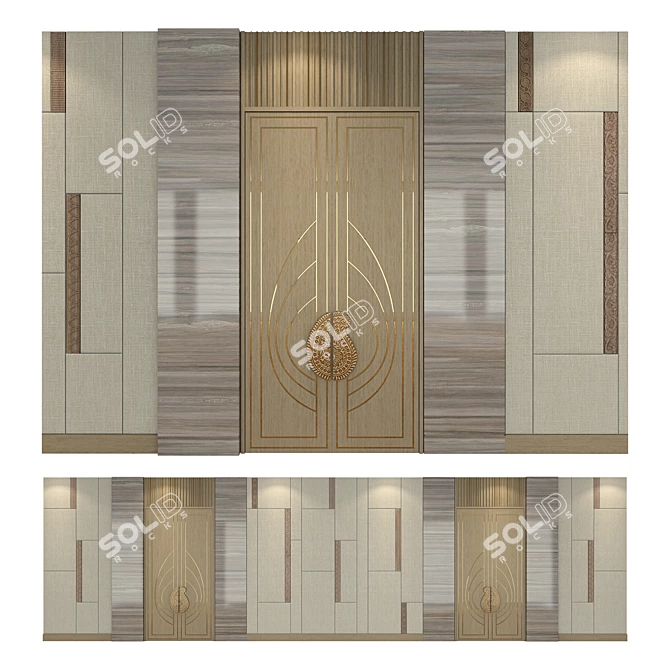 Elevated Wood & Metal Wall Panels 3D model image 1