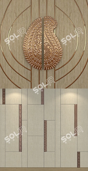 Elevated Wood & Metal Wall Panels 3D model image 2