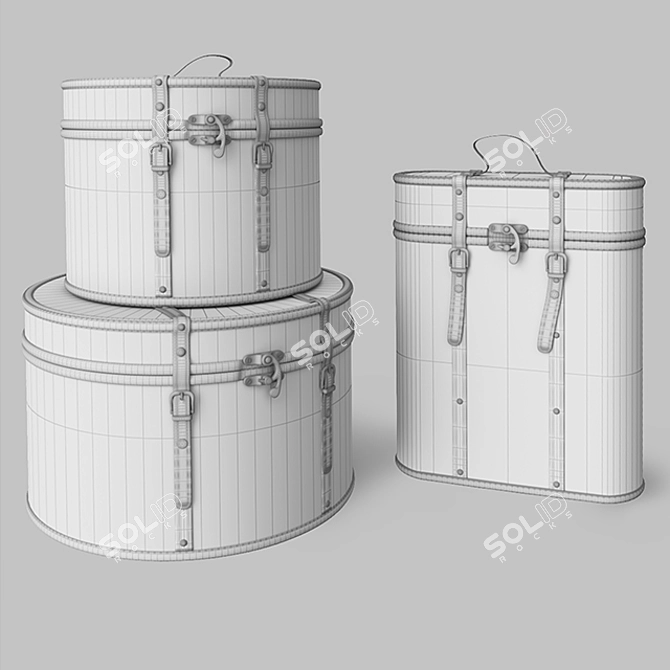 Vintage Round Chests: Industrial-Style Storage 3D model image 12