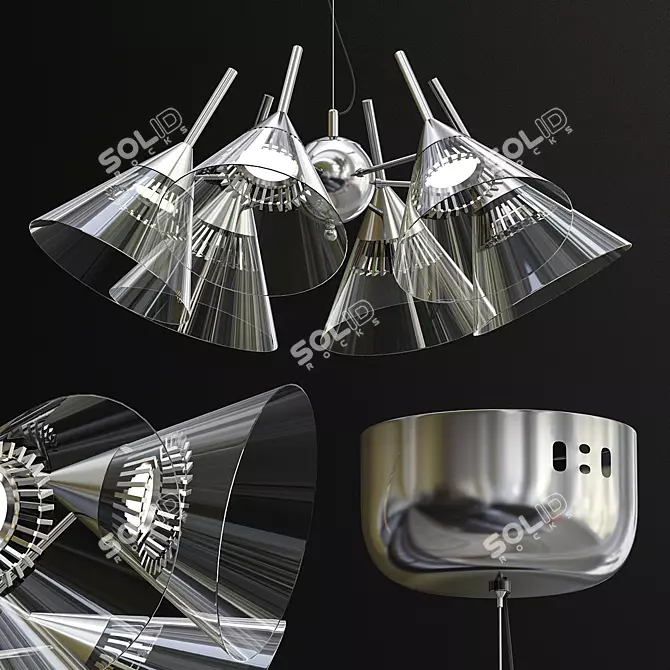 Modern LED Cone Pendant Chandelier 3D model image 1