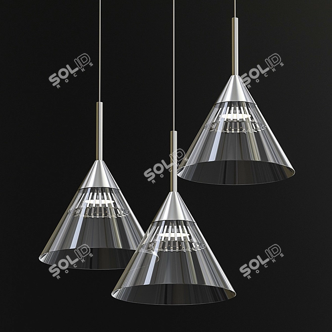 Modern Chrome Cone Pendant Light 3D model image 1