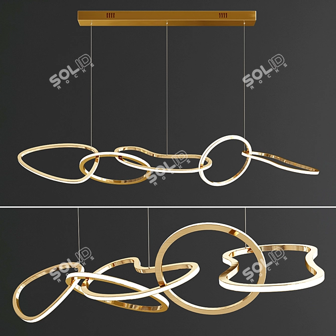 Sleek LED Linear Suspension Light 3D model image 1