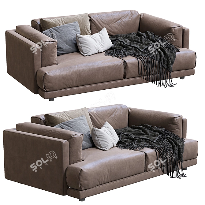 Modern Italian Leather Sofa Family Lounge 3D model image 2