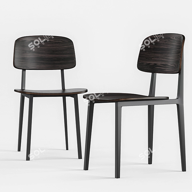 Ebony Dinning Set: Table & Chairs 3D model image 4