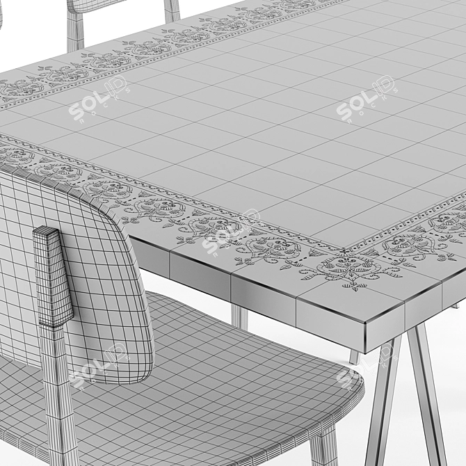 Ebony Dinning Set: Table & Chairs 3D model image 5