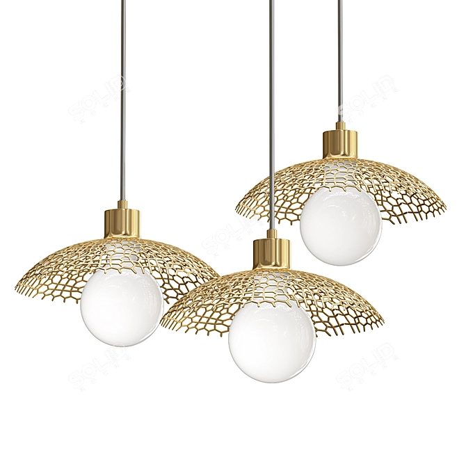 Elegant Metal Pendant Light - KAIA 3D model image 1