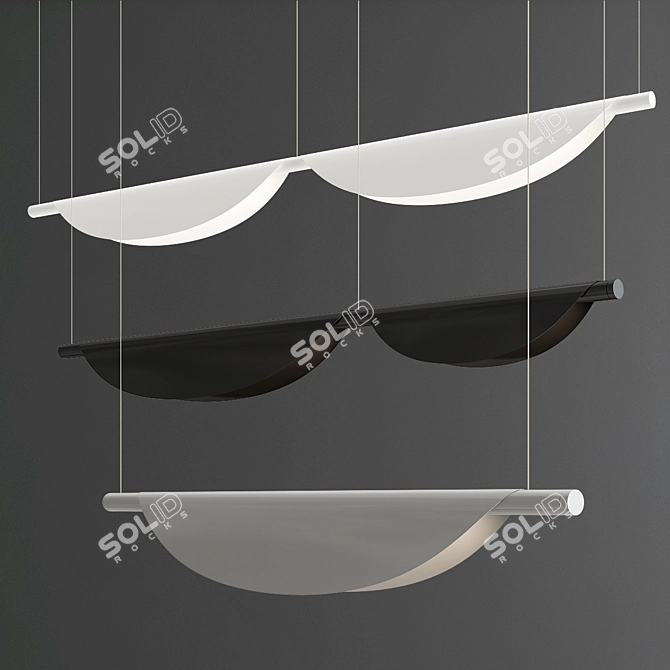 Sleek LED Linear Suspension Light 3D model image 2