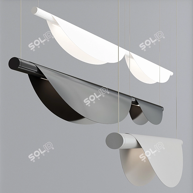 Sleek LED Linear Suspension Light 3D model image 3