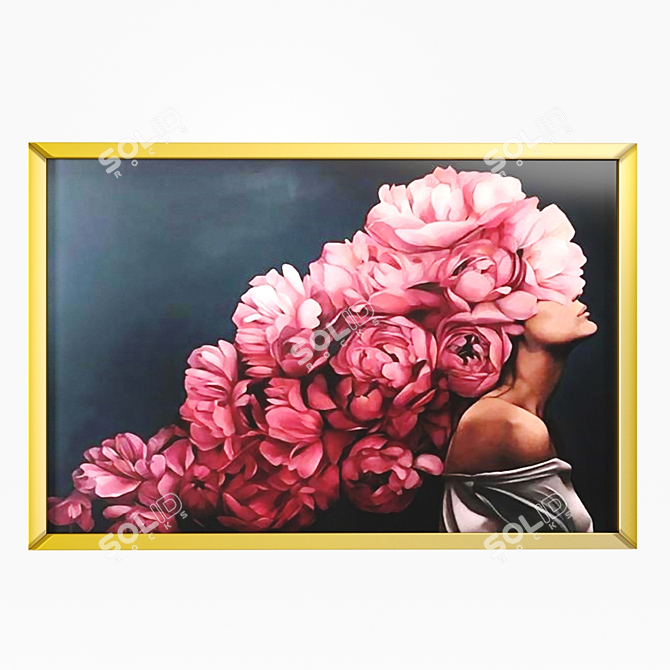 Flower Head Woman Canvas Art 3D model image 3