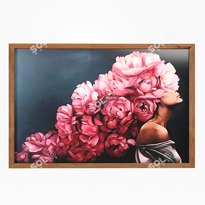 Flower Head Woman Canvas Art 3D model image 4