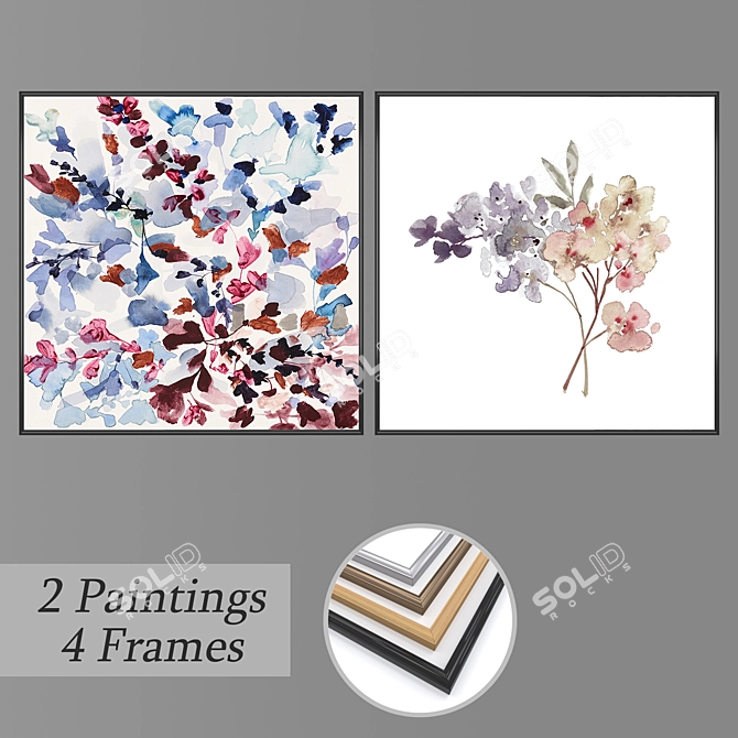 Modern Wall Art Set with Various Frames 3D model image 1