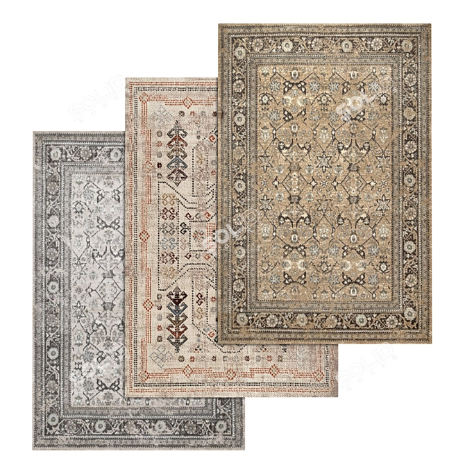 Luxury Carpet Set - High-Quality Textures 3D model image 1