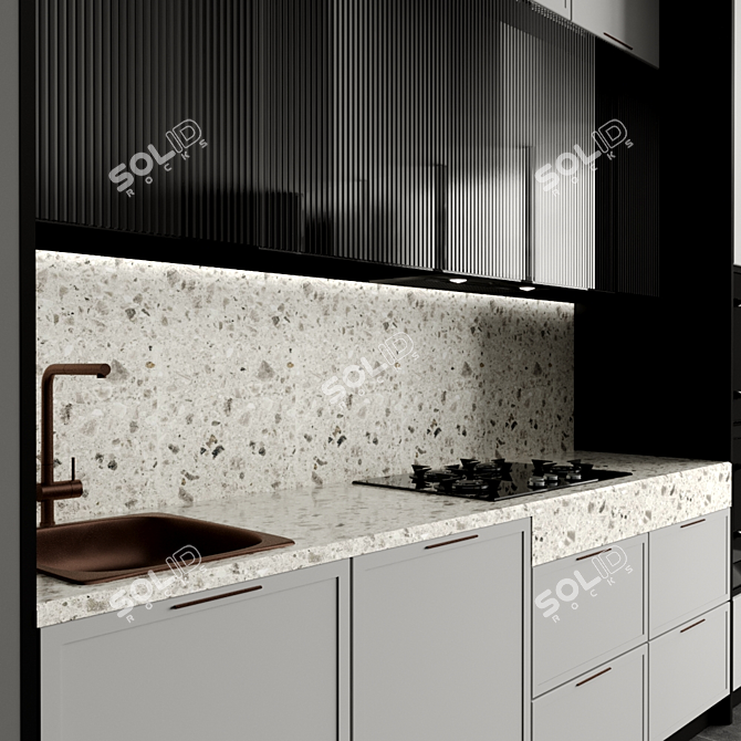 Modern Kitchen Interior Design 3D model image 3