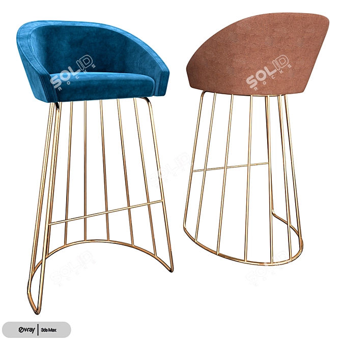 Elevate your bar with the modern Bay Bar Stool 3D model image 1