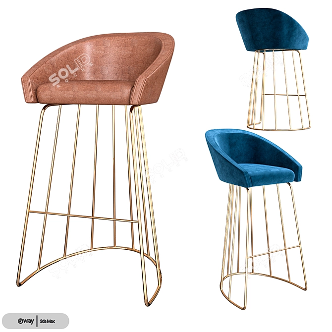 Elevate your bar with the modern Bay Bar Stool 3D model image 2