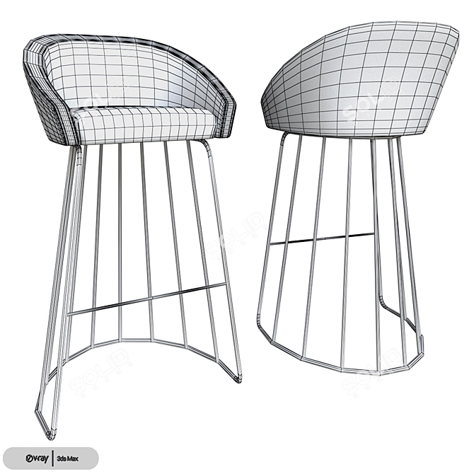 Elevate your bar with the modern Bay Bar Stool 3D model image 3