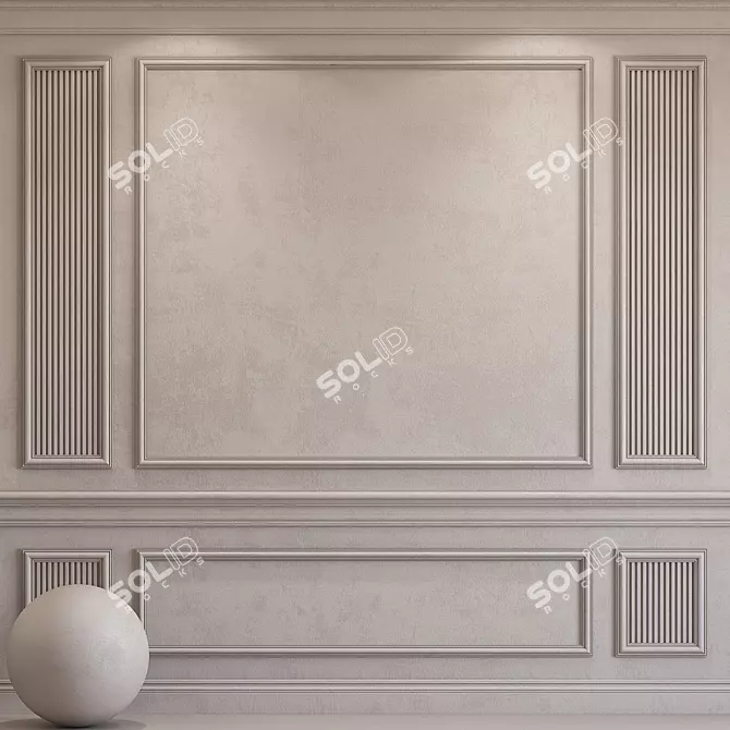 Silver Gray Decorative Plaster with Molding 3D model image 1
