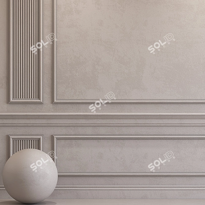 Silver Gray Decorative Plaster with Molding 3D model image 2