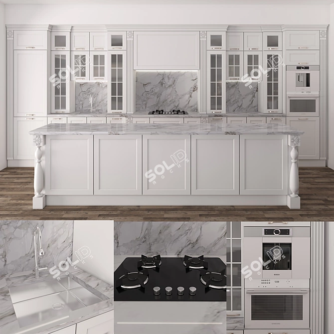 Modern Kitchen Set: High-Quality, Detailed Design 3D model image 1