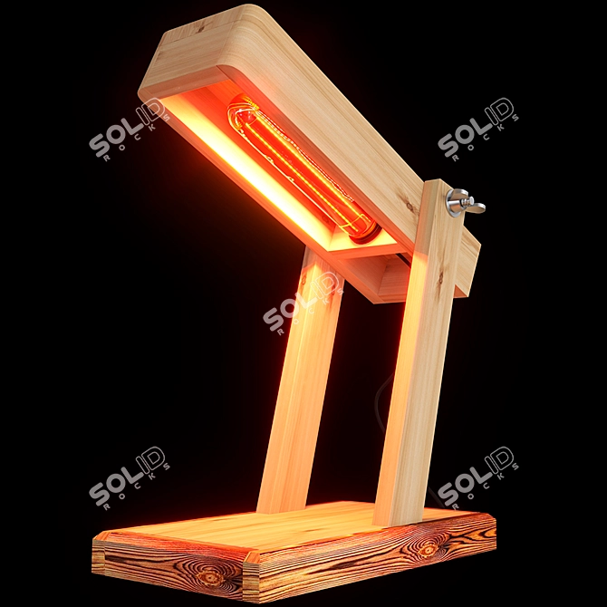 Wooden Desk Lamp 3D model image 1