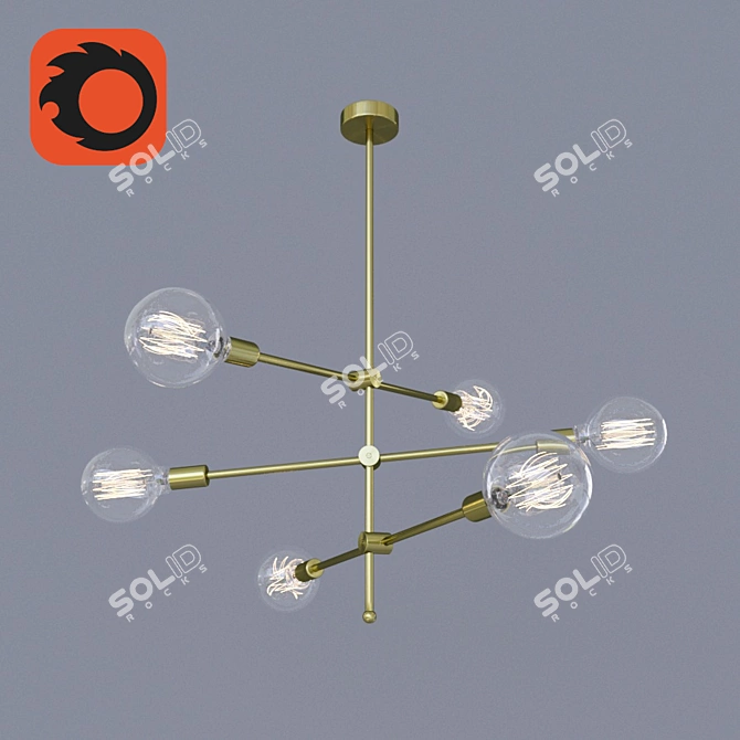 Sleek Hikari Sputnik Chandelier 3D model image 1