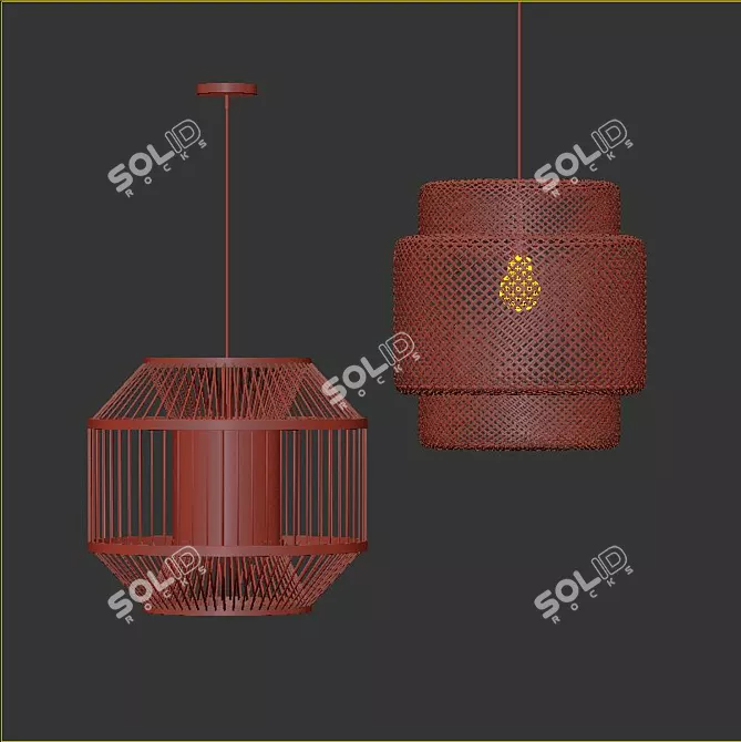 Lush Rattan Pendant Light 3D model image 4