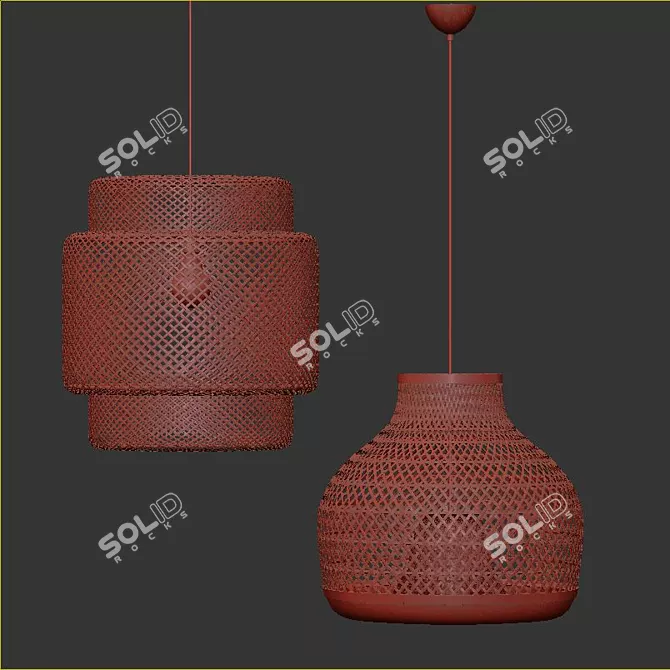 Lush Rattan Pendant Light 3D model image 5