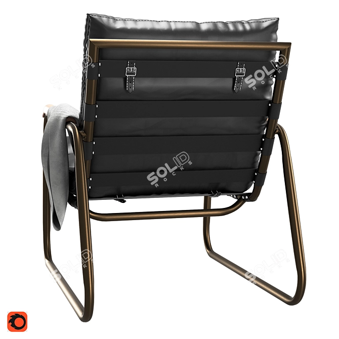 Vintage Noir Cowhide Armchair 3D model image 4