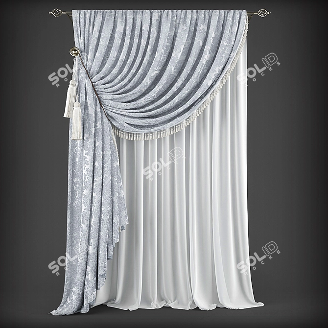 Elegant Polyester Curtains 3D model image 1