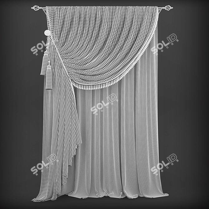Elegant Polyester Curtains 3D model image 2