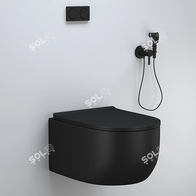 Galassia Black Matte Toilet Set 3D model image 1