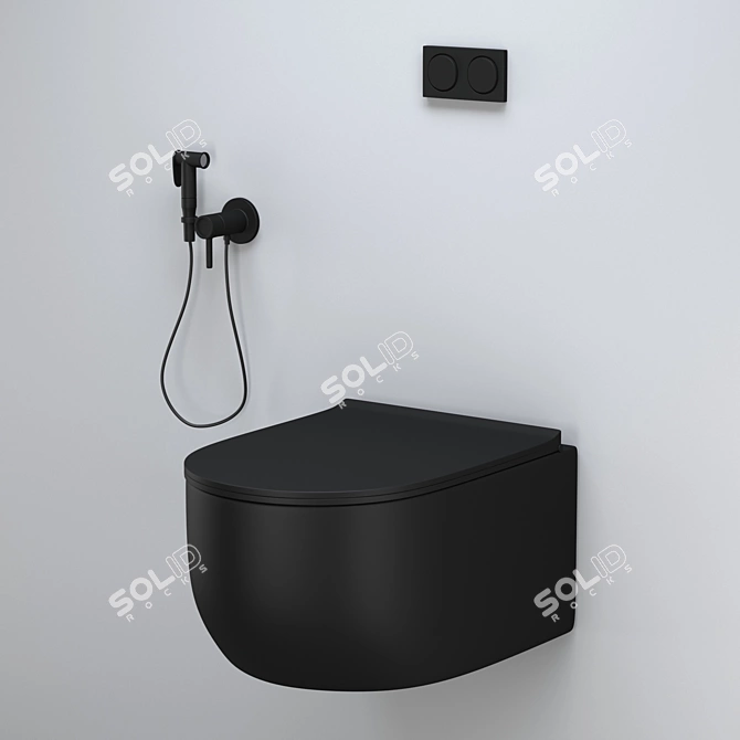 Galassia Black Matte Toilet Set 3D model image 3