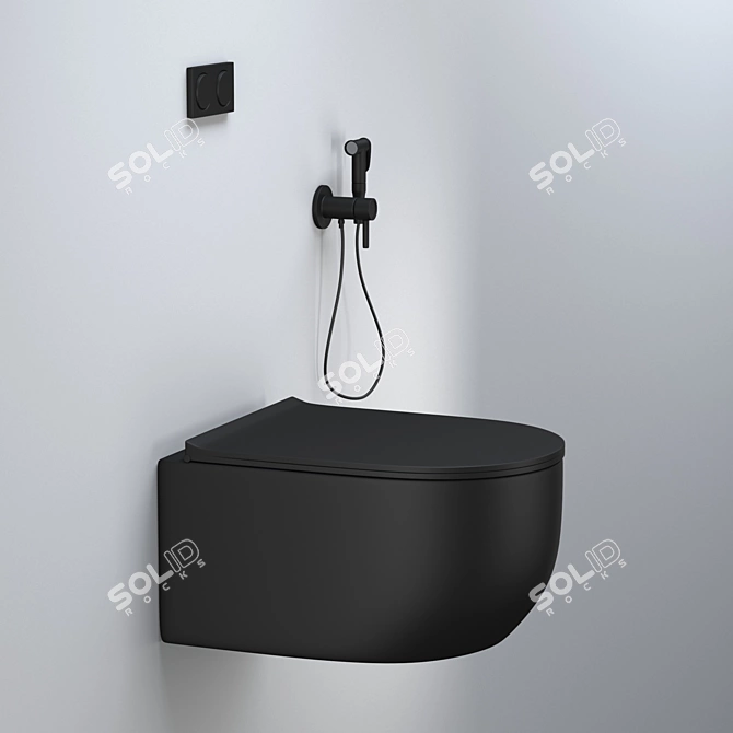 Galassia Black Matte Toilet Set 3D model image 5