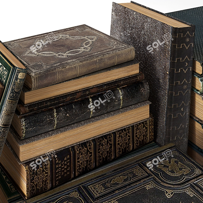 Vintage Book Stack Set 3D model image 2