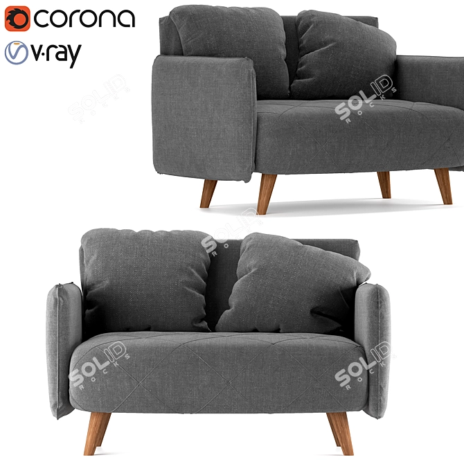 Stylish Cardiff Dark Grey Sofa 3D model image 1