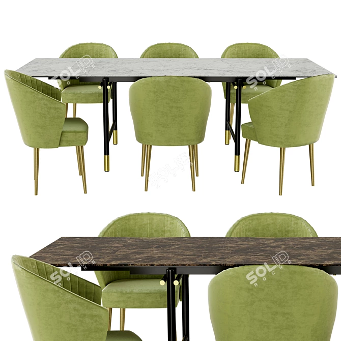 Modern Dining Set: Nuka Chair & Monogram Table 3D model image 2