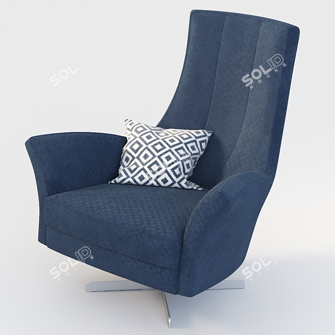 Navy Velvet Solo Armchair by Casadesus 3D model image 2