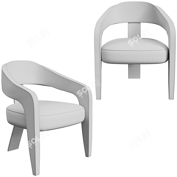 Sleek Modern Chair in White 3D model image 5