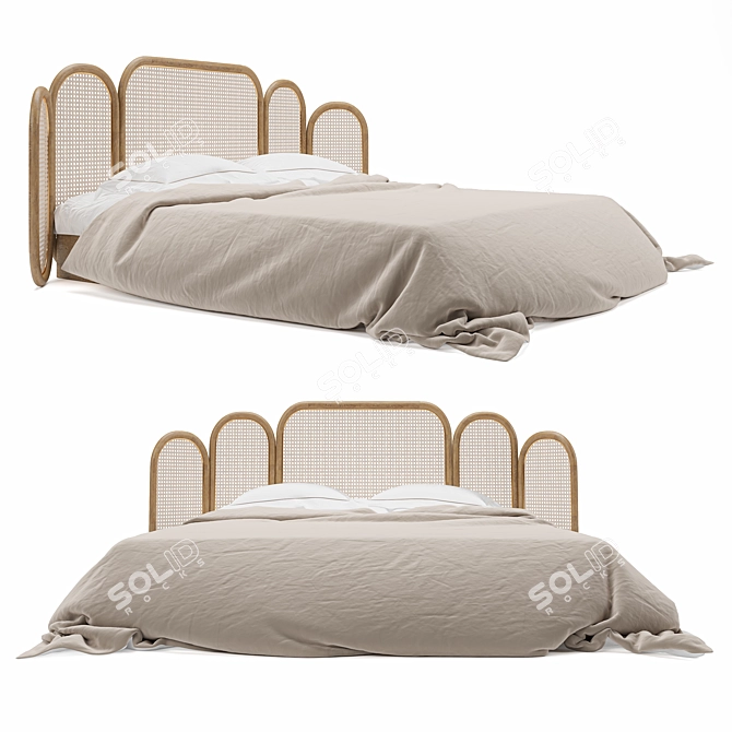 Elegant Rattan Bed - MB4 3D model image 1