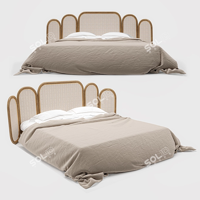Elegant Rattan Bed - MB4 3D model image 2