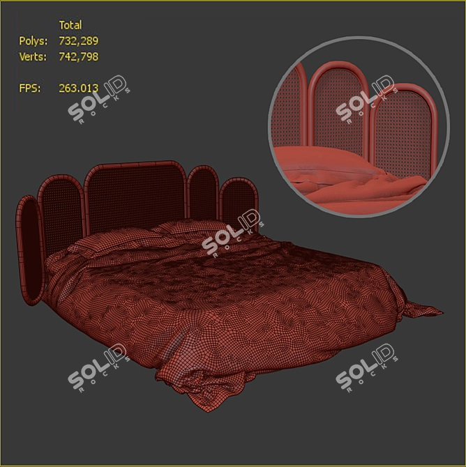 Elegant Rattan Bed - MB4 3D model image 3