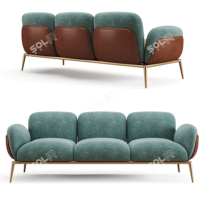 Cozy Brooklyn 3-Seater Sofa 3D model image 1