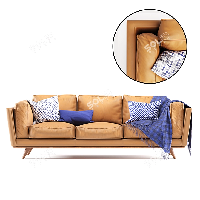 Charme Tan Timber Sofa: Modern Design 3D model image 1