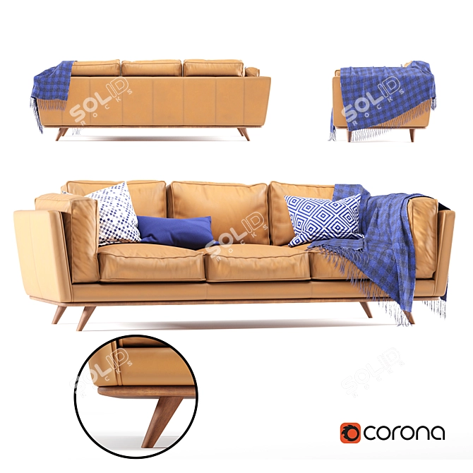 Charme Tan Timber Sofa: Modern Design 3D model image 2